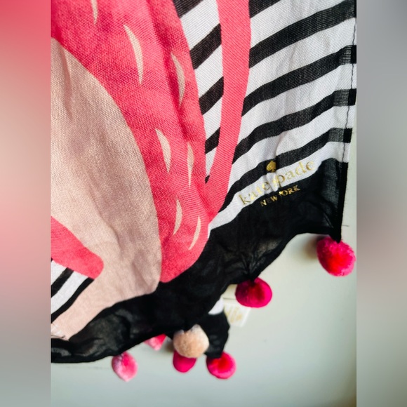 Rare Kate Spade Monkey Rose Striped Long Scarf - Picture 5 of 9